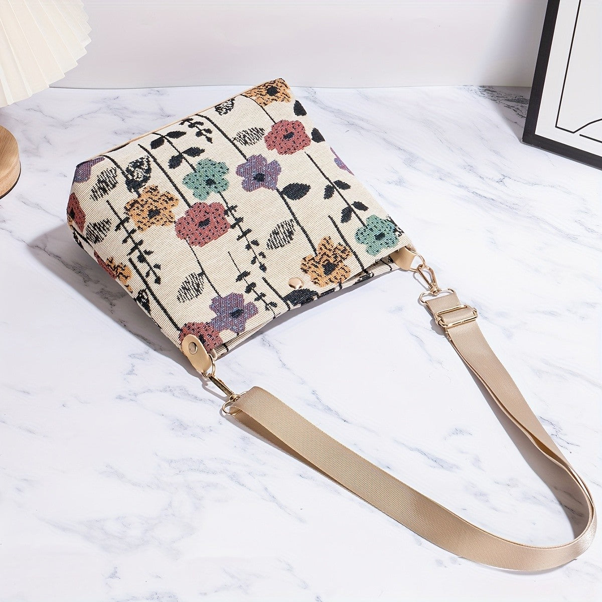 Embroidered Wildflower Crossbody Bag
