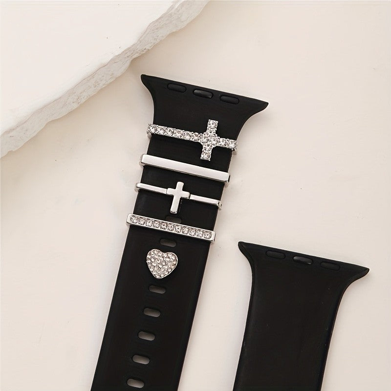 Rhinestone Cross & Heart Watch Charm
