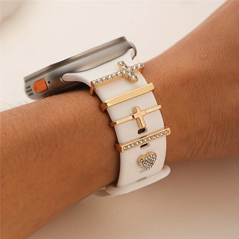 Rhinestone Cross & Heart Watch Charm