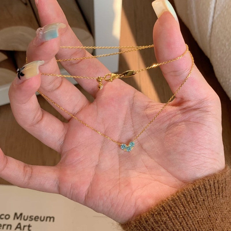 Blue Zircon Heart Necklace