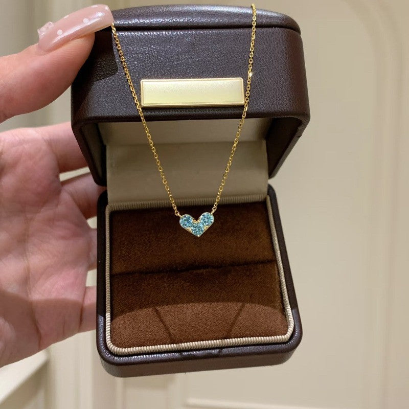 Blue Zircon Heart Necklace