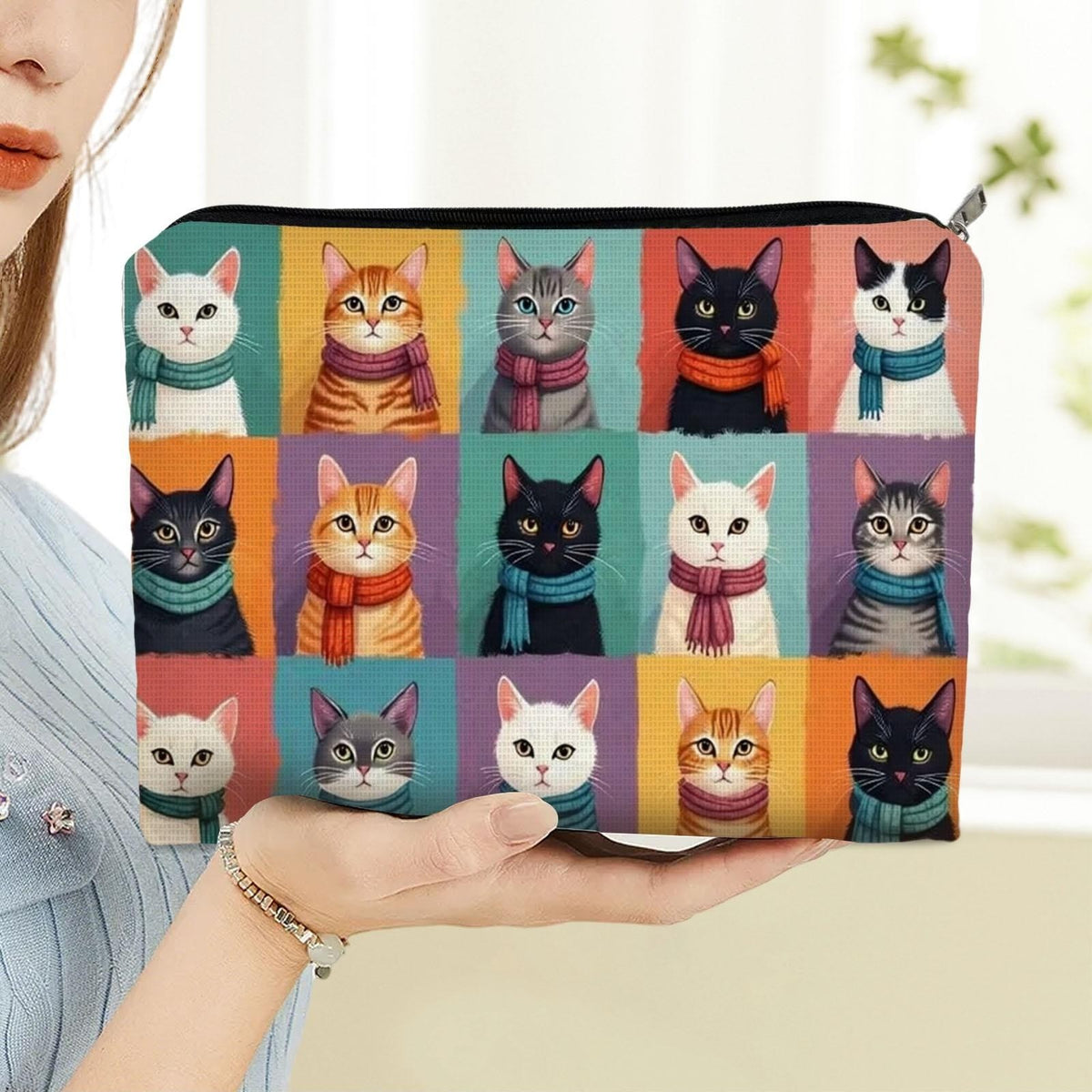 Colorful Cat Collage Cosmetic Bag