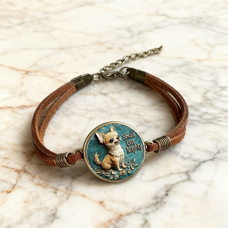 Chihuahua & Floral Medallion Bracelet
