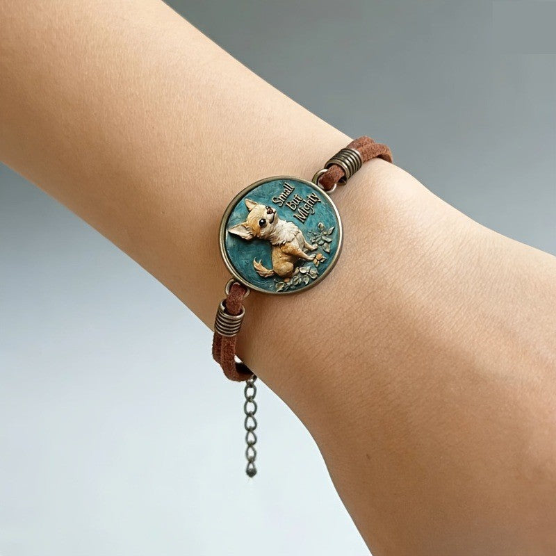 Chihuahua & Floral Medallion Bracelet
