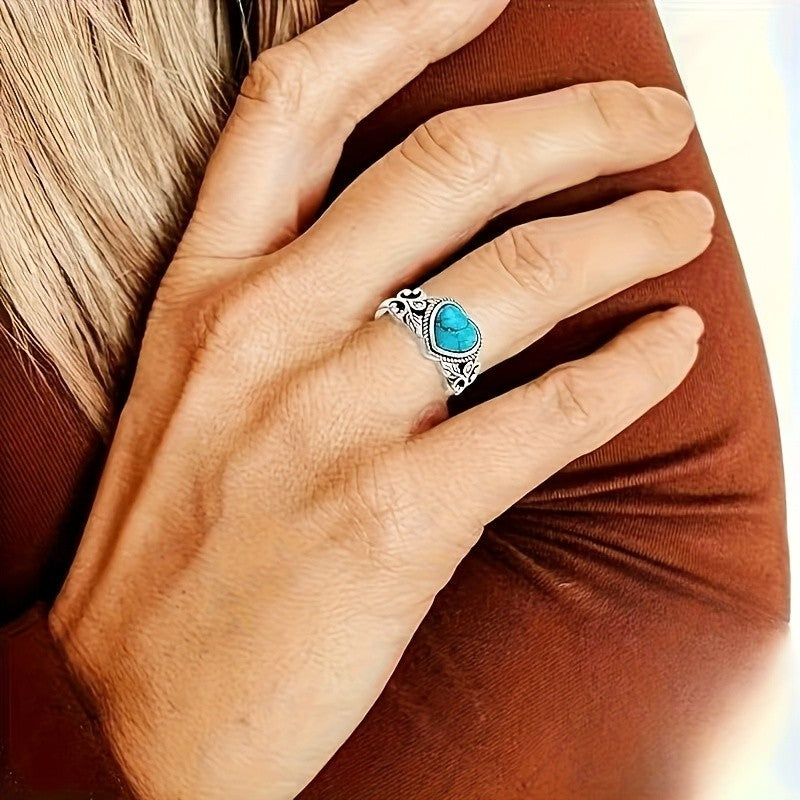 Turquoise Heart Statement Ring