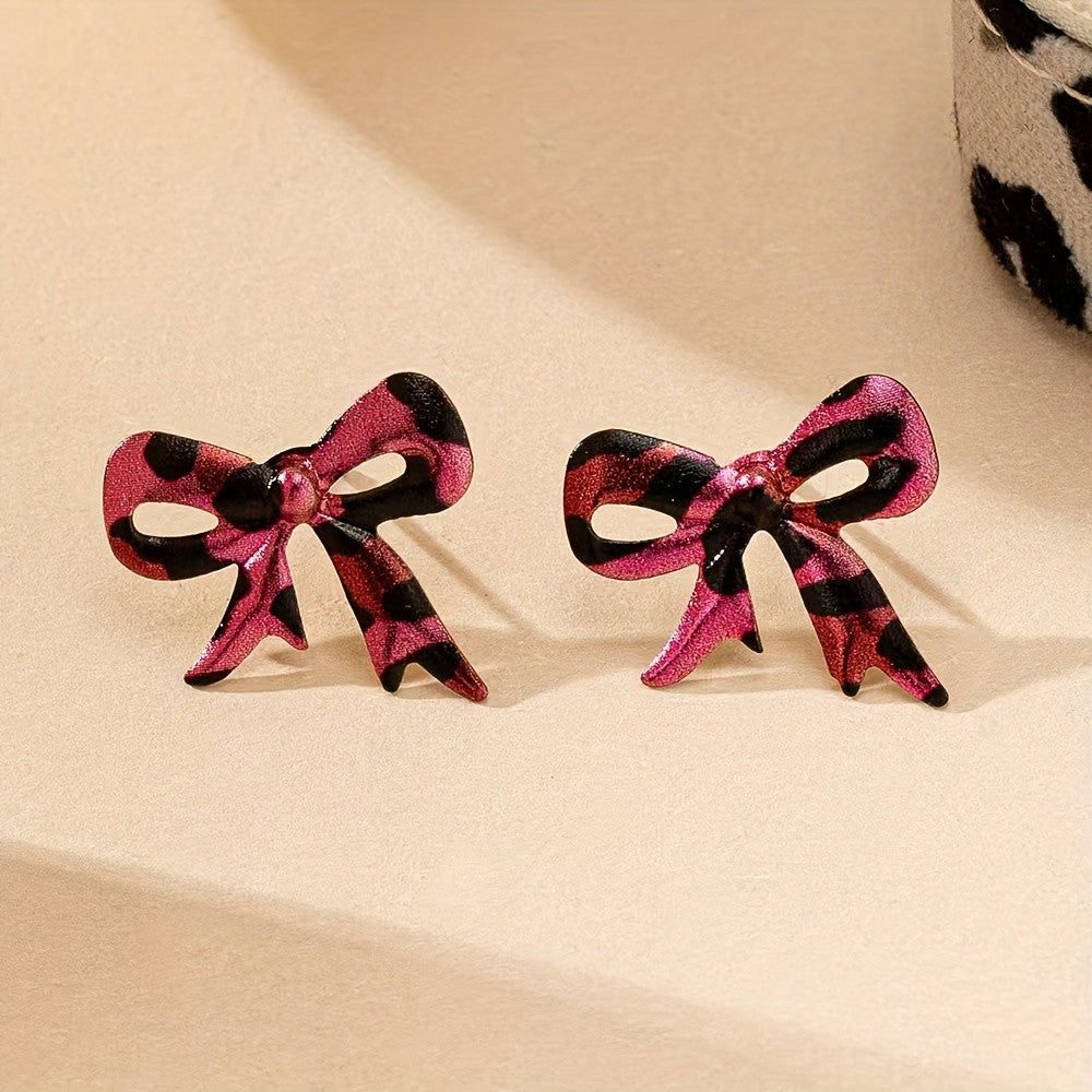 Leopard Bow Stud Earrings