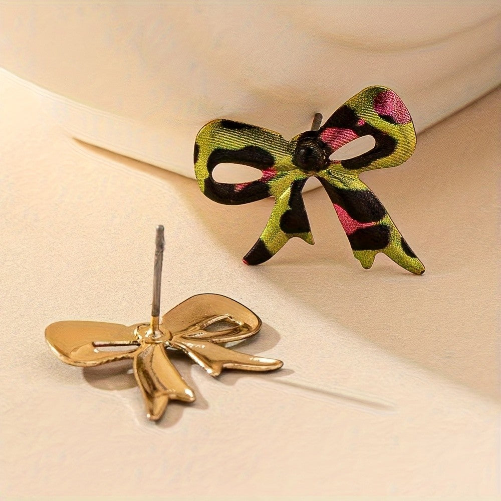 Leopard Bow Stud Earrings
