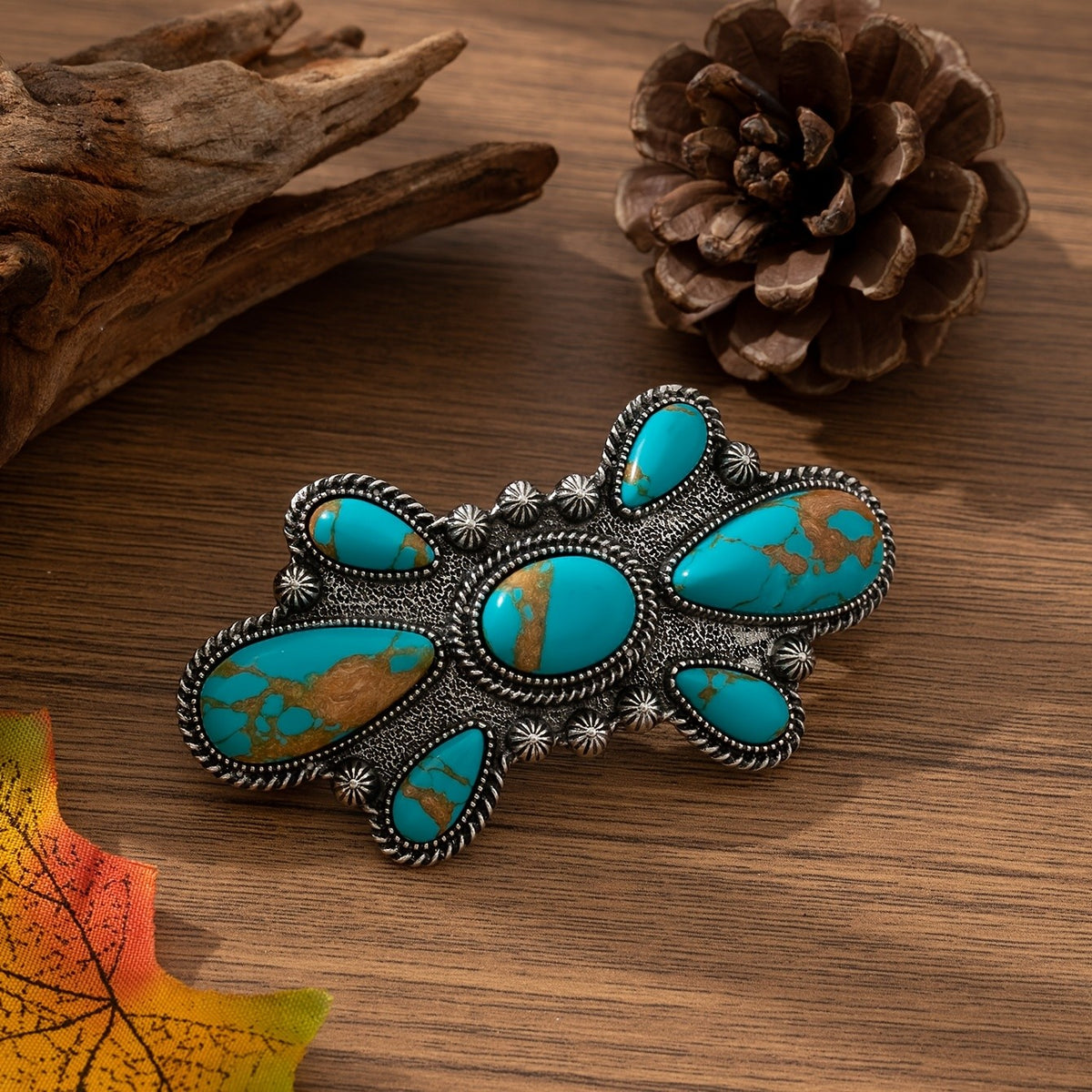 Turquoise Floral Hair Clip