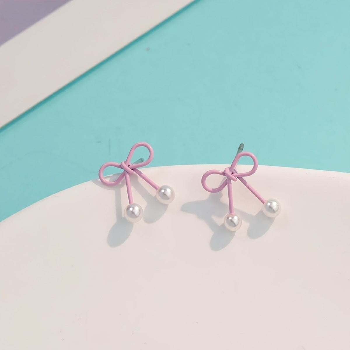 Black Bow Pearl Earrings