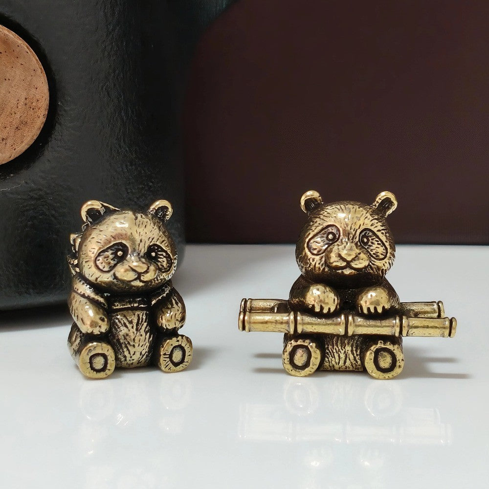 Panda on Bamboo Cart Figurine