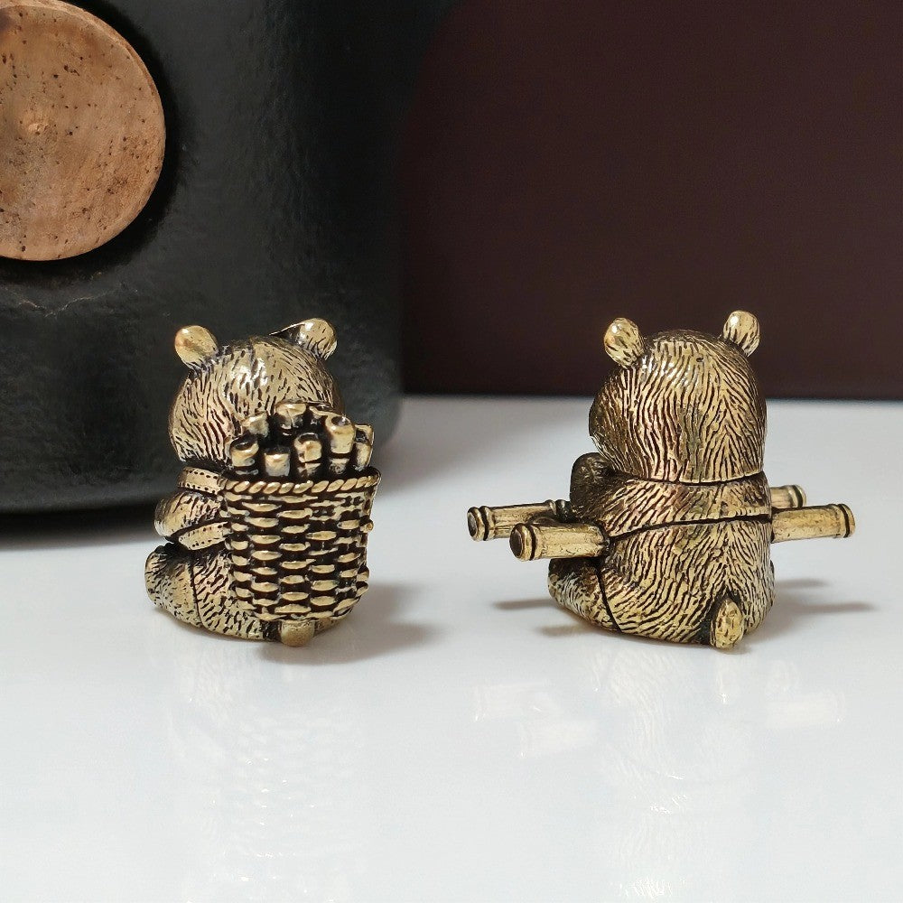 Panda on Bamboo Cart Figurine