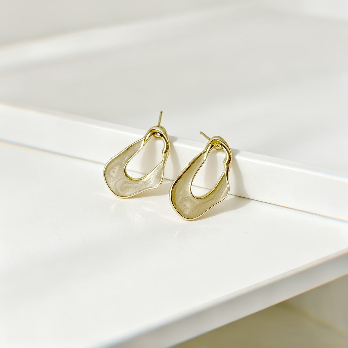 Marbled Asymmetric Drop Earrings