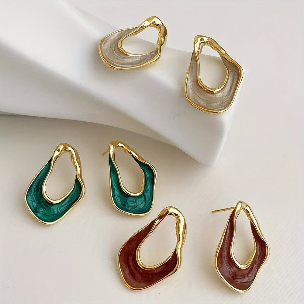 Marbled Asymmetric Drop Earrings