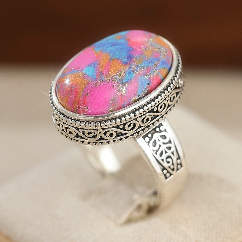Pink Mosaic Filigree Ring