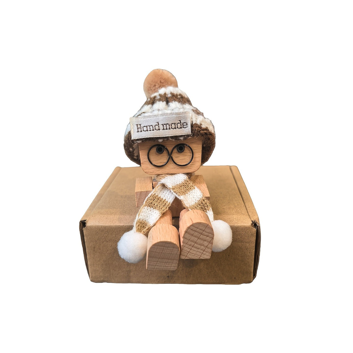 Wooden Figure with Hat & Scarf
