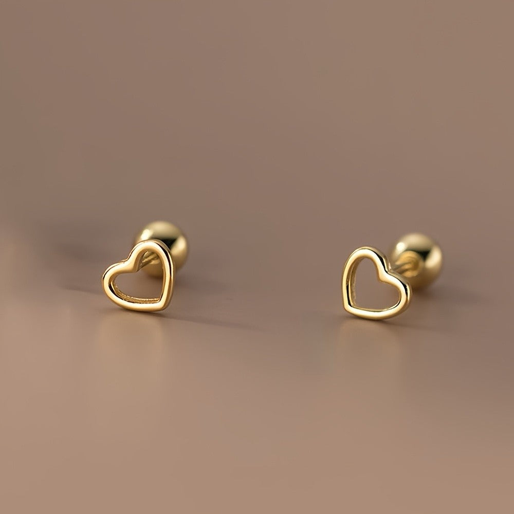 Open Heart Stud Earrings