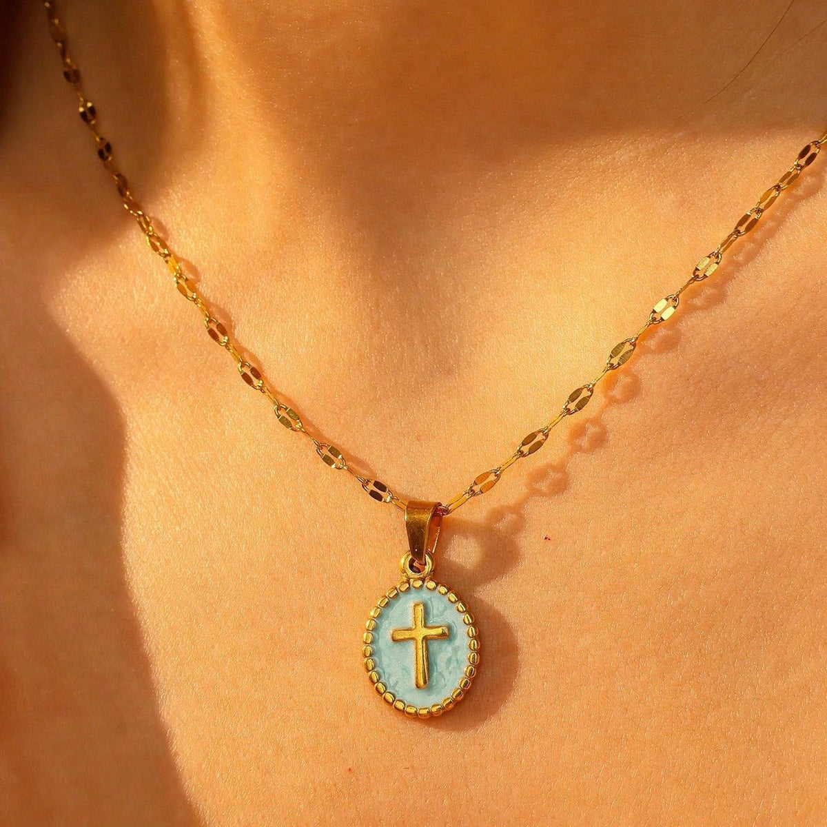 Oval Cross Necklace