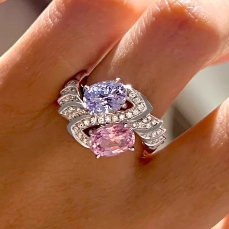 Two-Tone Oval Zircon Ring