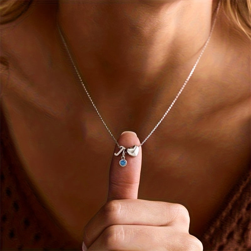 Initial Heart Birthstone Necklace