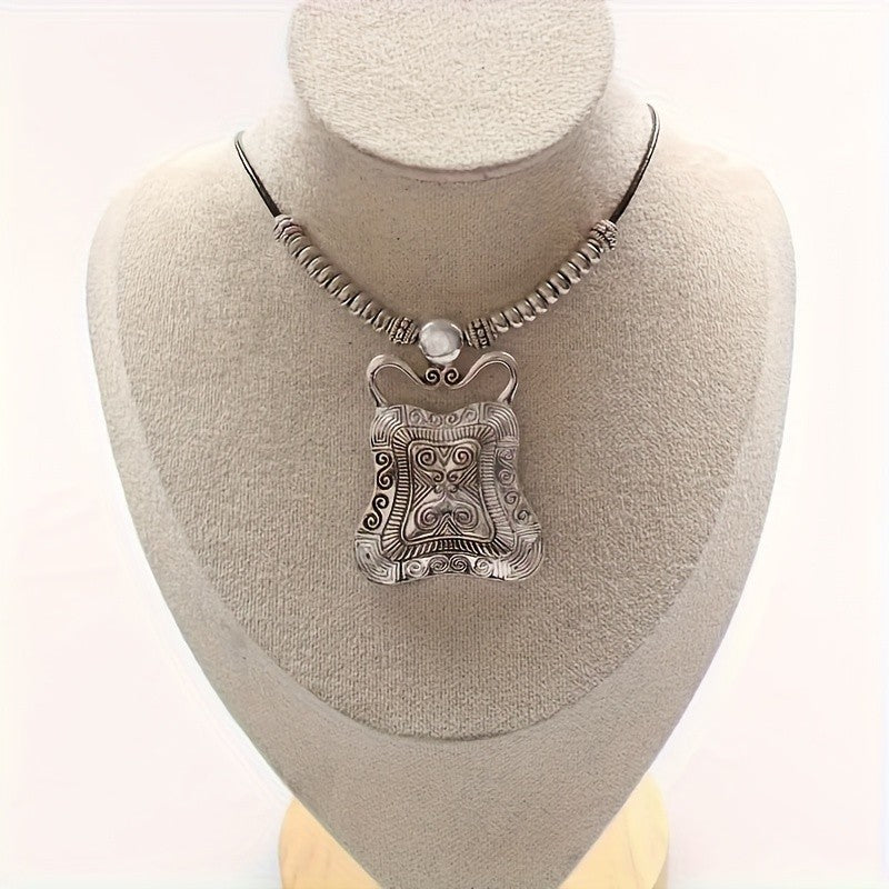 Embossed Tribal Pendant Necklace