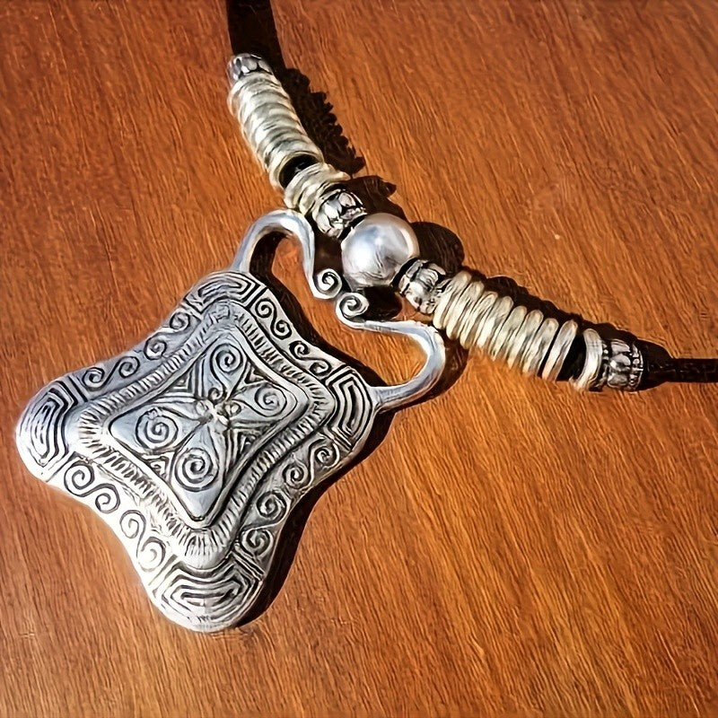 Embossed Tribal Pendant Necklace