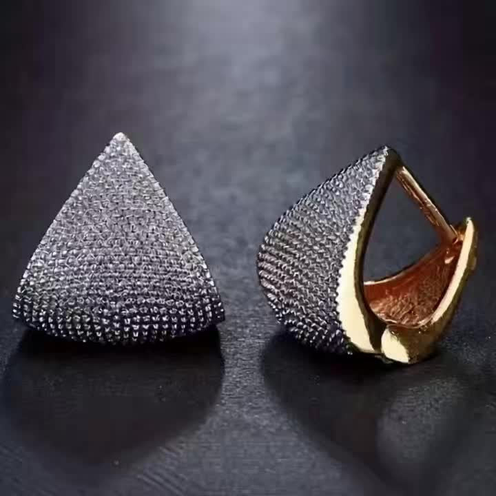 Textured Triangle Huggie Earrings