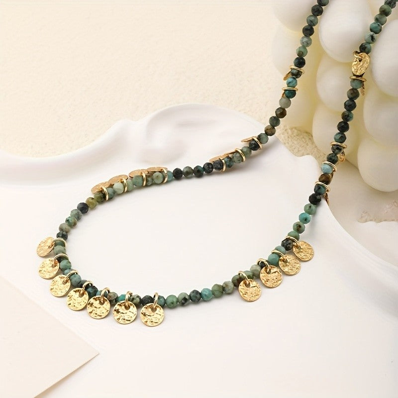 Turquoise Coin Beaded Necklace