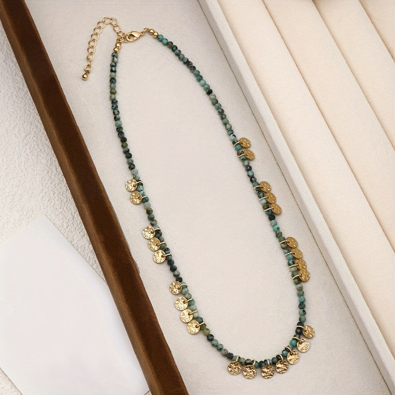 Turquoise Coin Beaded Necklace