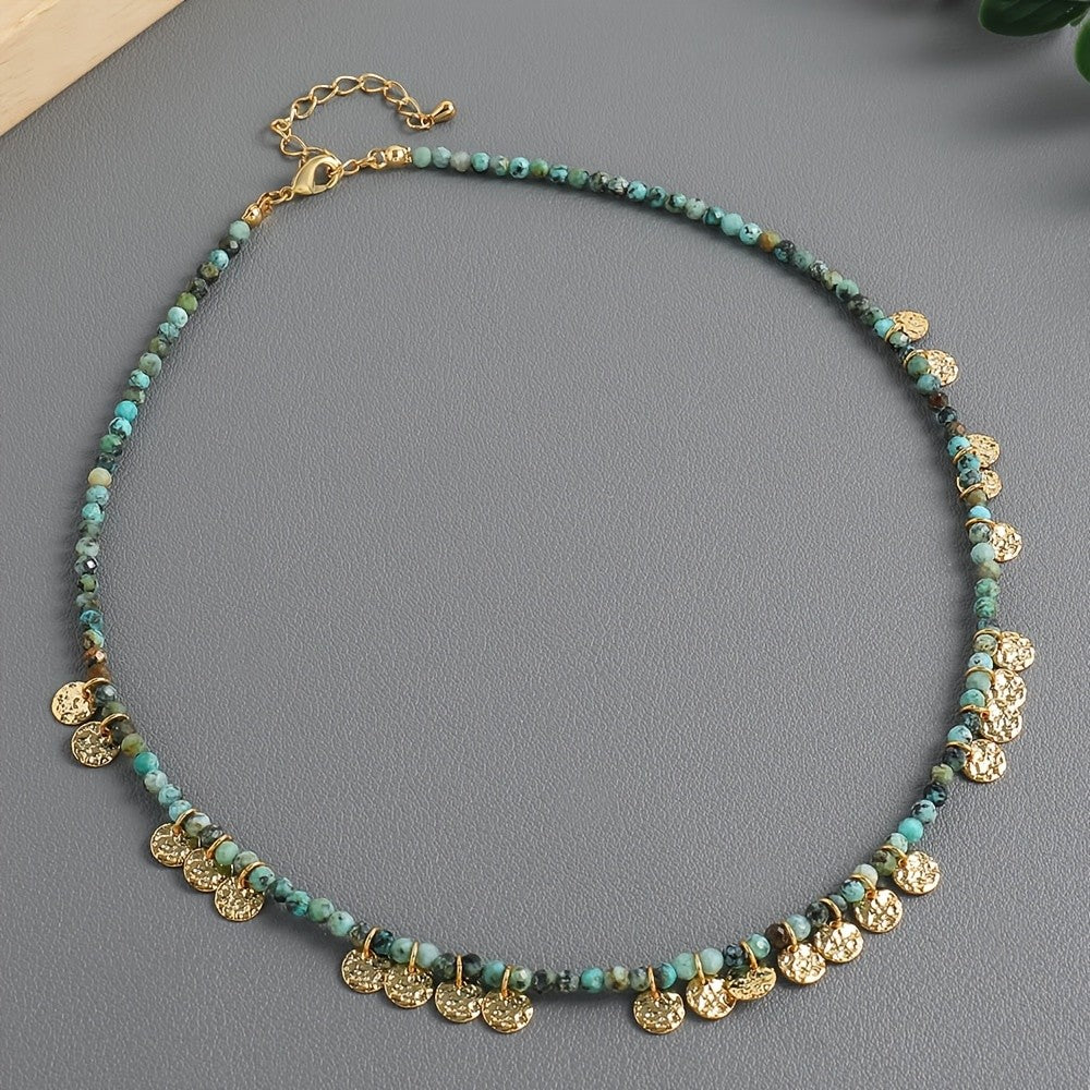 Turquoise Coin Beaded Necklace
