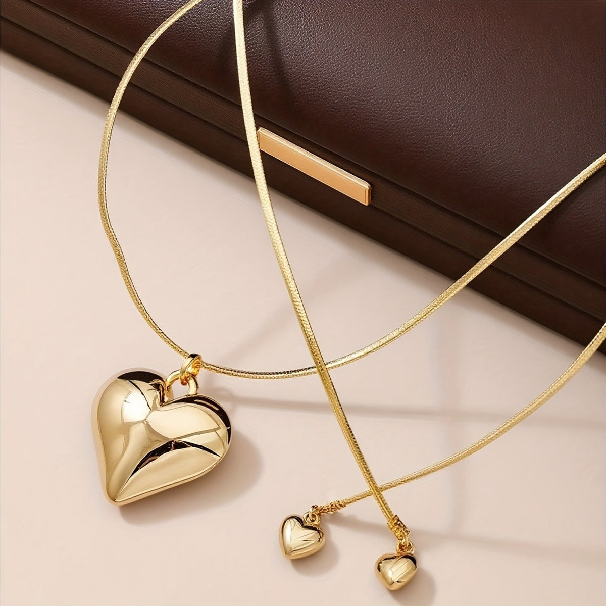 Layered Heart & Cord Necklace