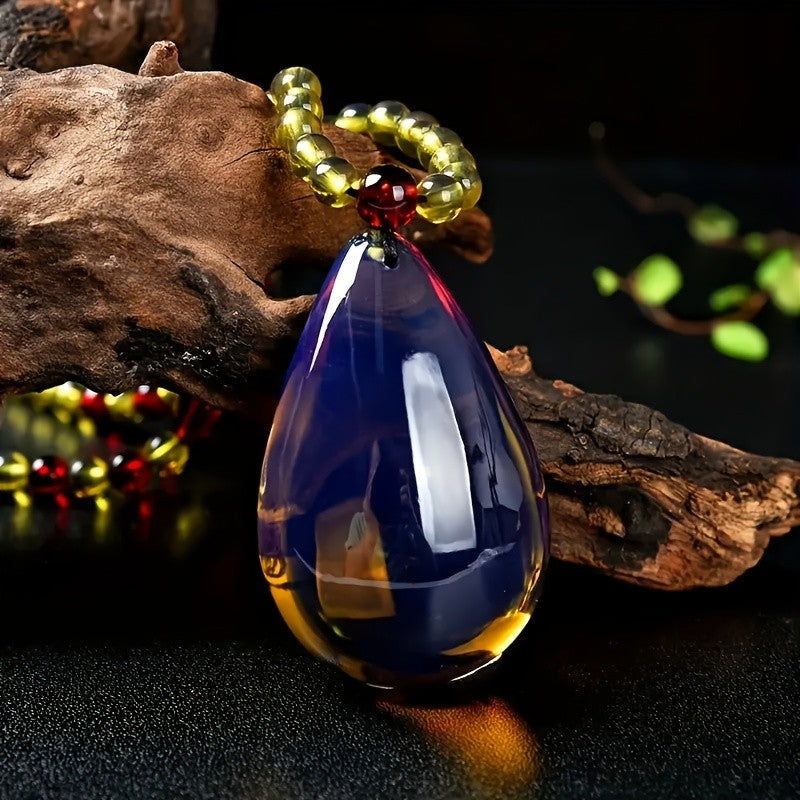 Multicolor Amber Teardrop Bead Necklace