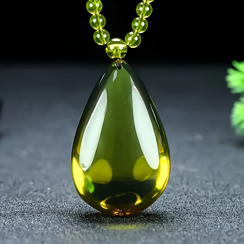 Multicolor Amber Teardrop Bead Necklace