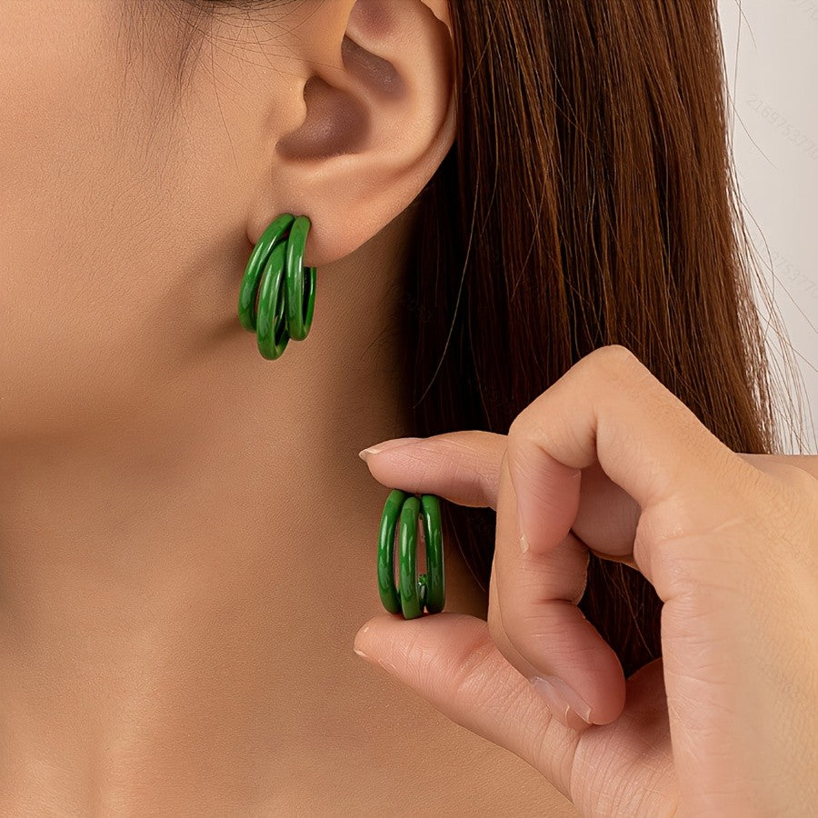 Triple Band C-Hoop Earrings