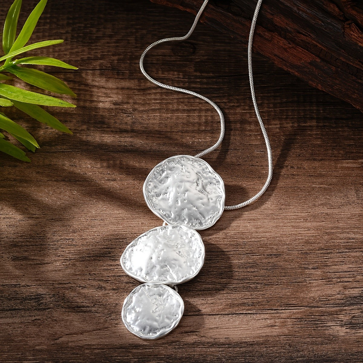 Textured Disc Cascade Necklace