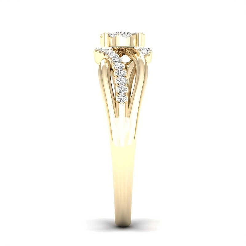 Intertwined Crystal Halo Ring