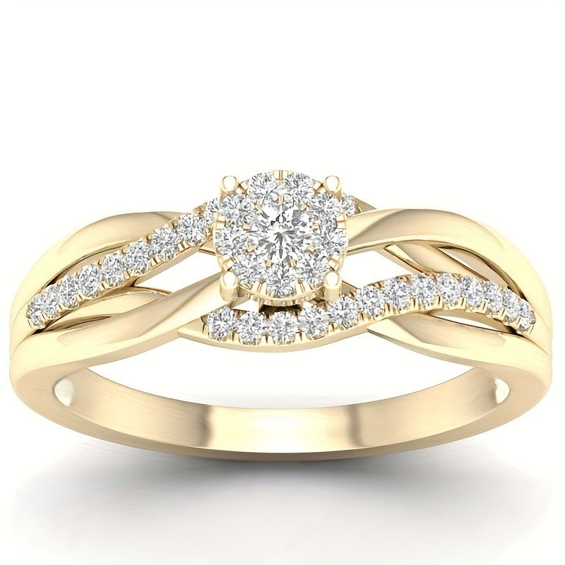 Intertwined Crystal Halo Ring