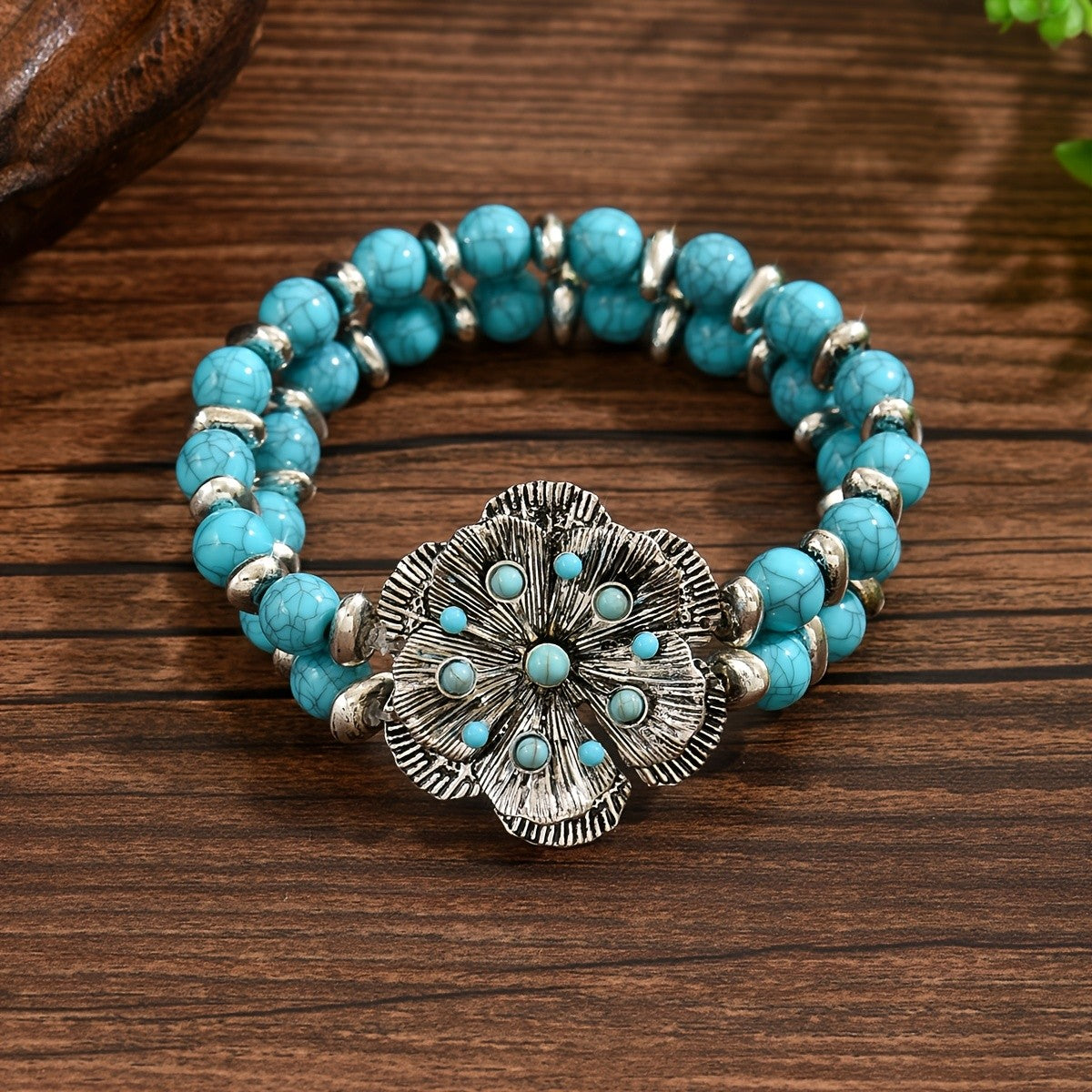 Turquoise Flower Multi-Strand Bracelet