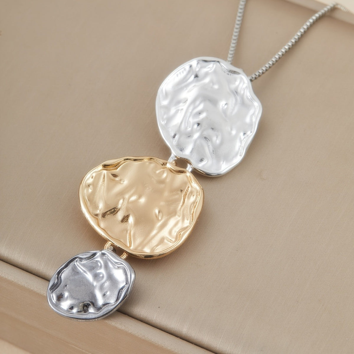 Textured Irregular Disc Necklace
