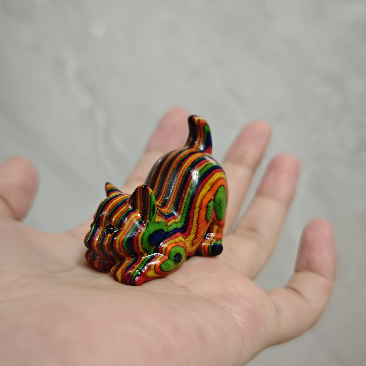 Colorful Swirl Cat Sculpture