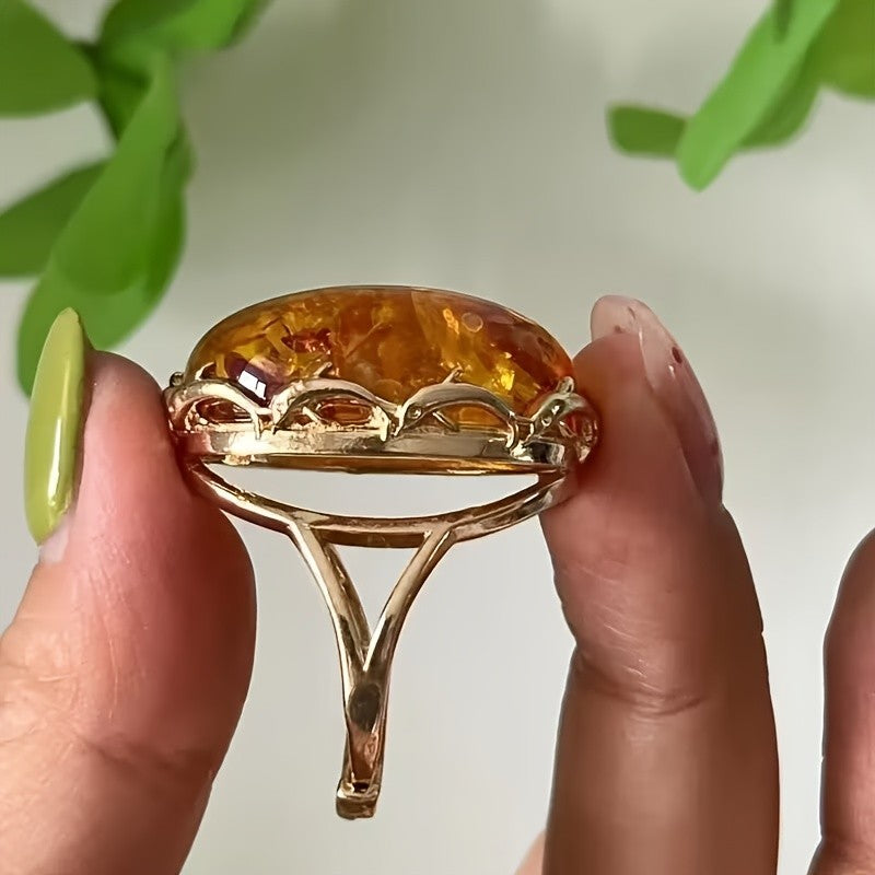Honey Amber Oval Ring