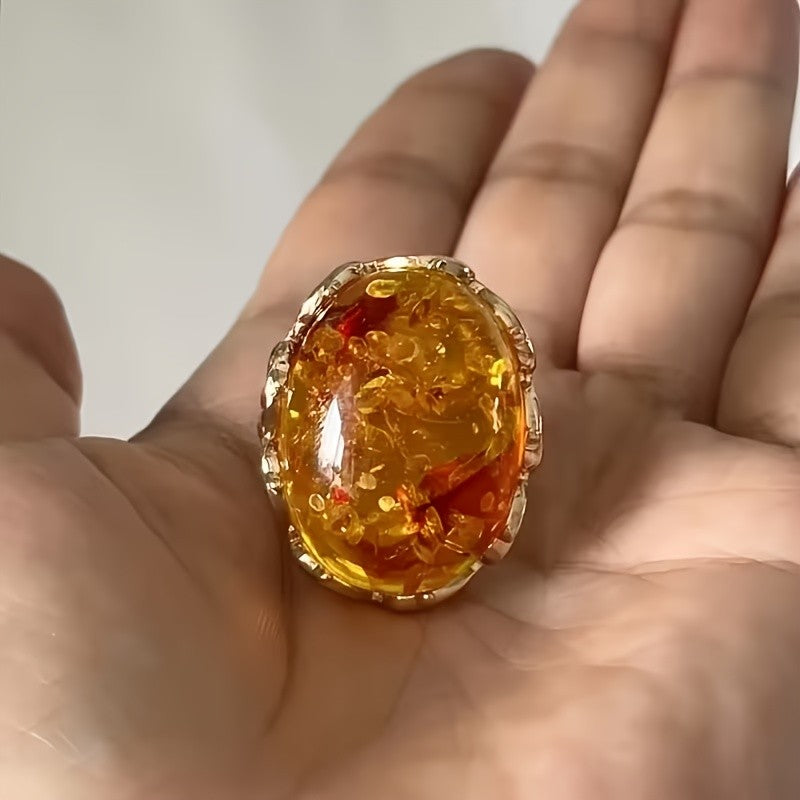 Honey Amber Oval Ring