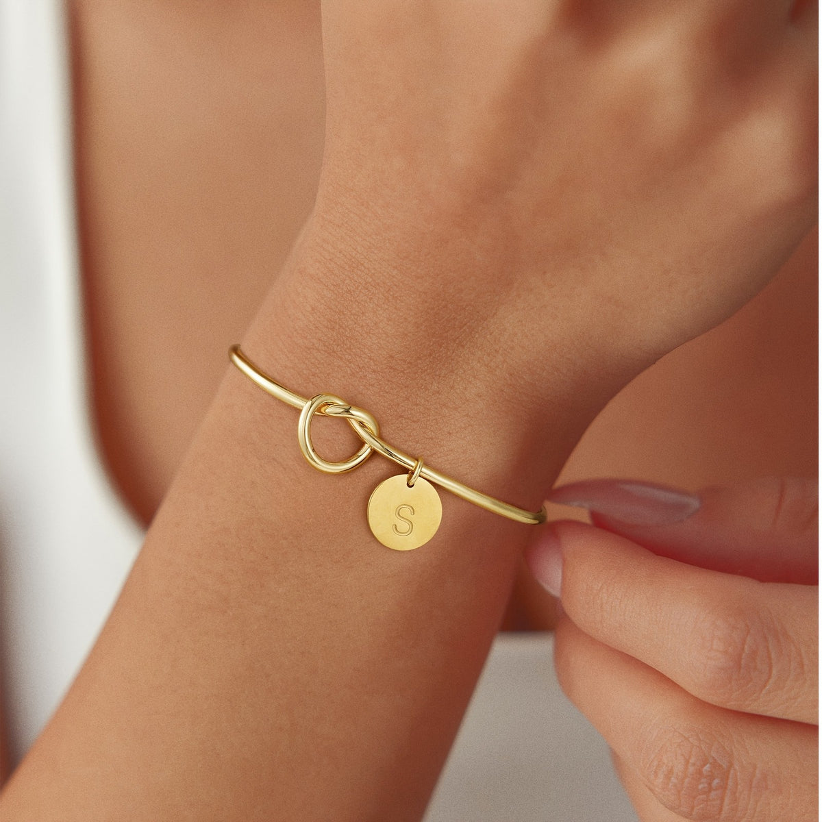 Knotted Initial Open Bangle