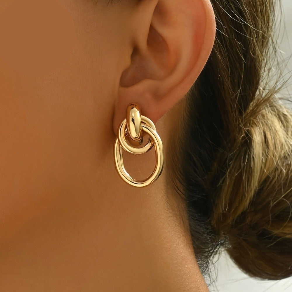 Interlocking Oval Drop Earrings