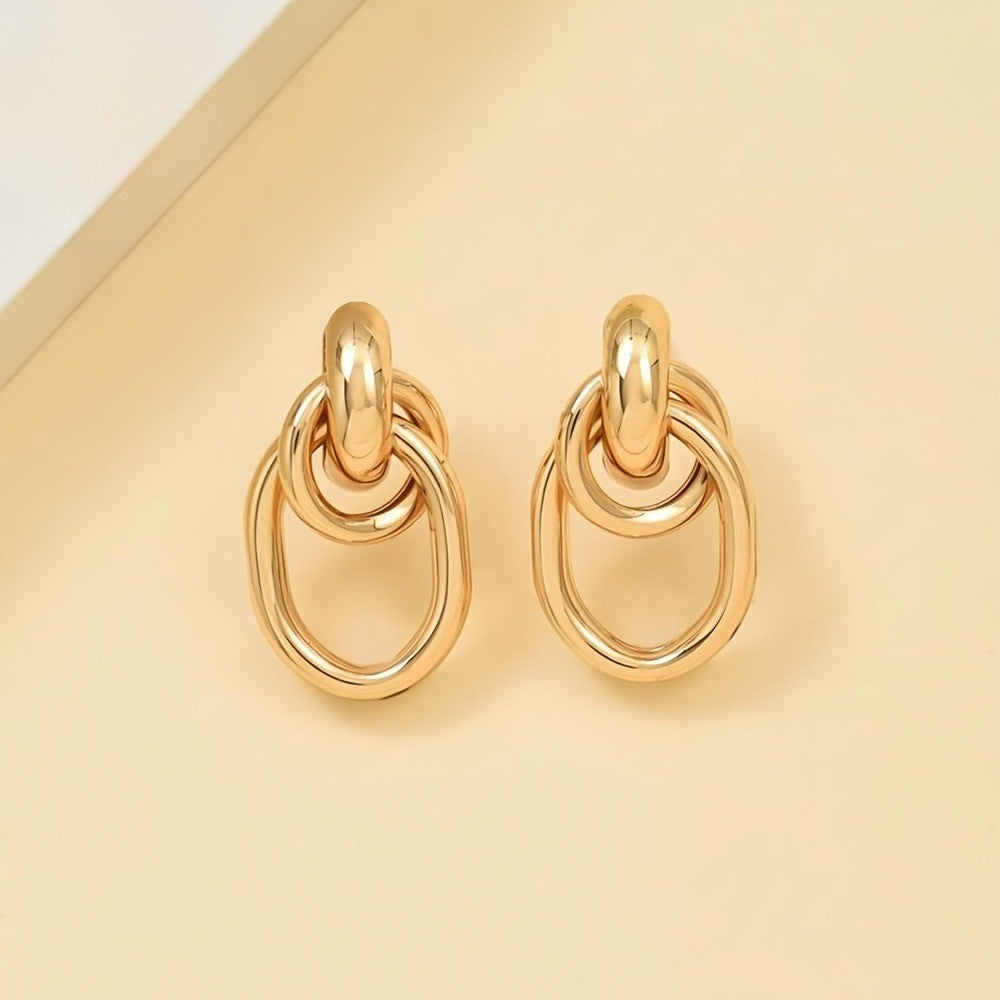 Interlocking Oval Drop Earrings