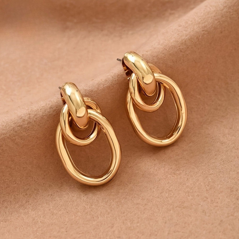 Interlocking Oval Drop Earrings