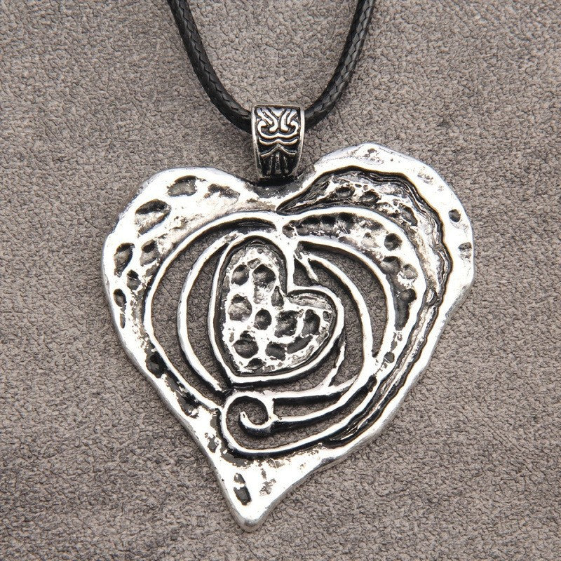 Spiral Heart Cord Necklace