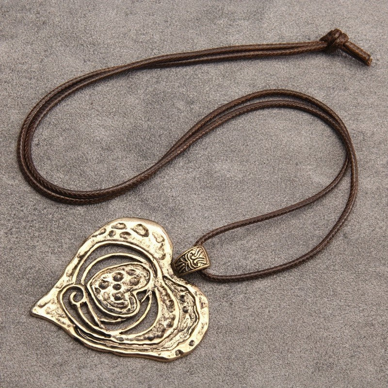 Spiral Heart Cord Necklace