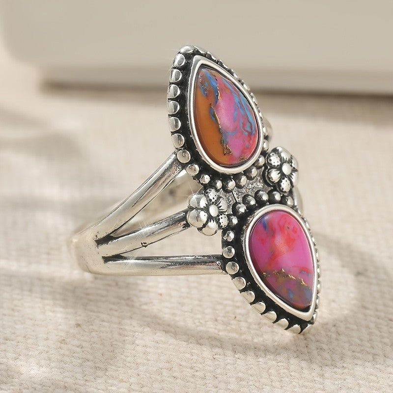 Pink Marquise Floral Ring