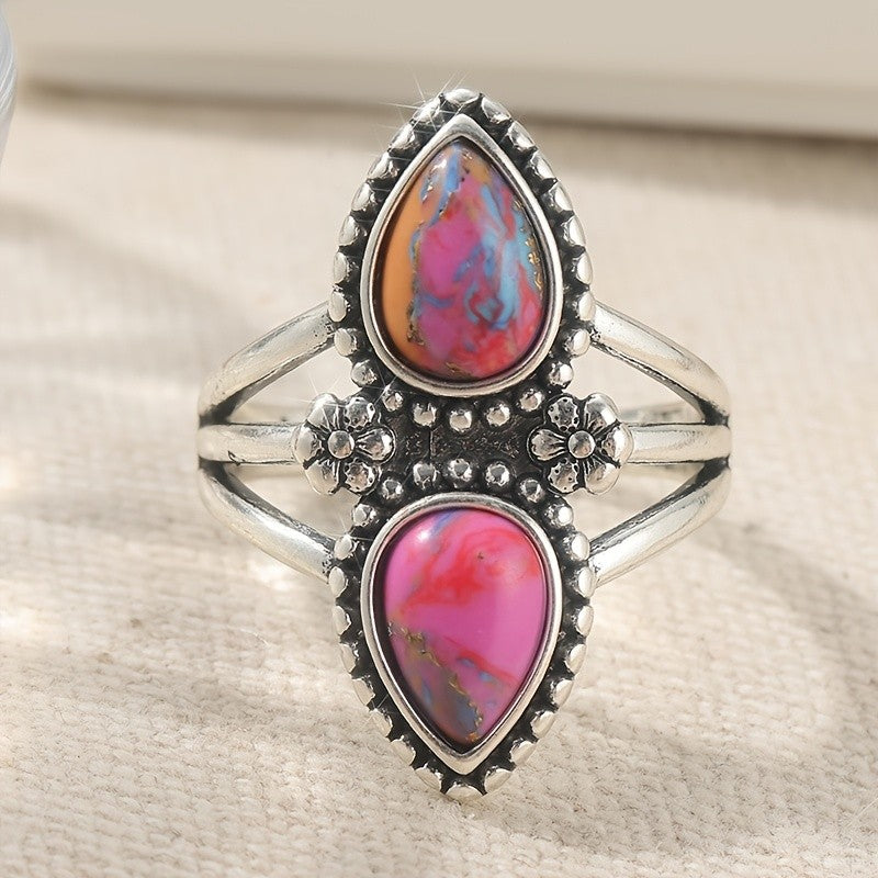 Pink Marquise Floral Ring
