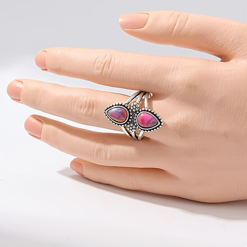 Pink Marquise Floral Ring